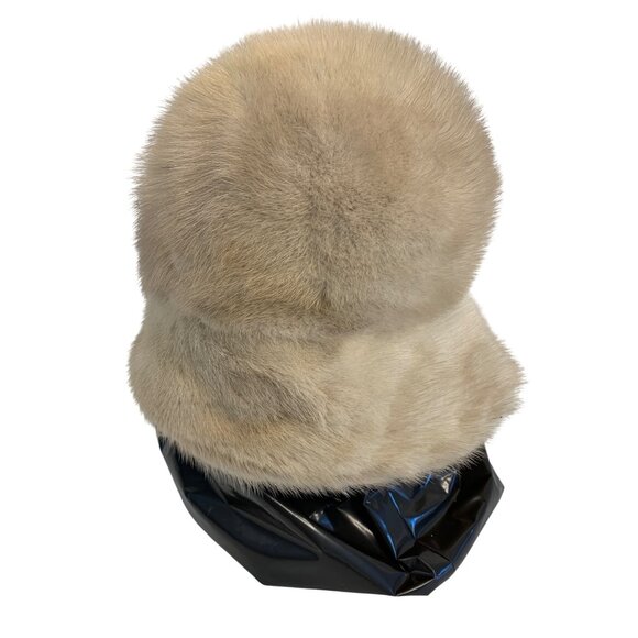 Vintage Champagne Genuine Mink Fur Bucket Hat Brim S 60s Mod Elegant 8965 - Picture 1 of 8